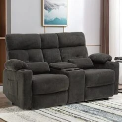 Consofa Loveseat Recliner, Reclining Loveseat With Console, Power Reclining Loveseat, Electric Reclining Loveseat With Heat And Massage, Cup Holders, Lumbar Supports,Side Pockets, Plush Fabric -Best Furniture Store 51agaq kgrL. AC