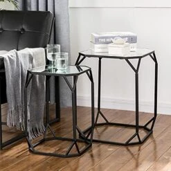 Glitzhome Set Of 2 Nesting Coffee Tables Decorative Accent Side End Tables Plant Stand Chair For Bedroom, Living Room, Home Office And Patio -Best Furniture Store 51arZeMHwS. AC
