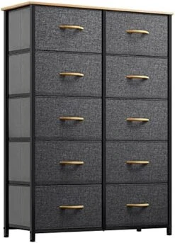 10-Drawer Dresser, Fabric Storage Tower, Tall Dresser For Bedroom, Living Room, Hallway, Closets, Sturdy Steel Frame, Wooden Top, Easy Pull Fabric Bins -Best Furniture Store 51bD0zj2r2L. AC