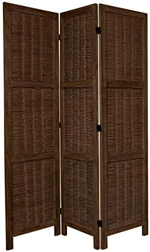 Oriental Furniture 5 1/2 Ft. Tall Bamboo Matchstick Woven Room Divider - Burnt Grey - 6 Panel 2 Oriental Furniture 5 1/2 Ft. Tall Bamboo Matchstick Woven Room Divider - Burnt Grey - 6 Panel - Image 2