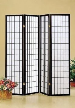 Japan Oriental Square Style - 4 Panel Black Shoji Screen/room Divider