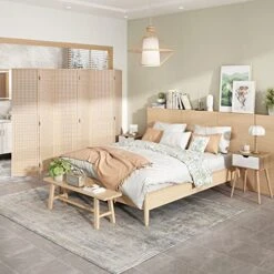 6 Panel Bamboo Room Dividers, Folding Room Divider Privacy Screens, Room Separating Wall Dividers, Natural Room Partition, Freestanding, 5.9 Ft. Tall -Best Furniture Store 51bkybbCIgL