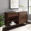 Walker Edison Mid-Century Modern Wood Kitchen Buffet Sideboard-Entryway Serving Storage Cabinet Doors-Dining Room Console, 52 Inch, Dark Walnut