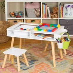 Elk And Friends Kids/Toddler Multi Activity Table With 2 Chairs | Building Blocks Desk/Table With Storage | Craft Play Table Plus Paper Roll | Sensory Table -Best Furniture Store 51boGPRp0LL