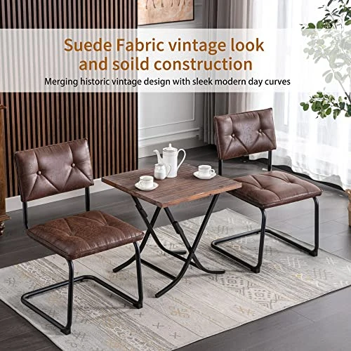 BV Dining Chair Set Of 2, Vintage Suede Mid Century Dining Chair, Suede Fabric Chairs With Metal Chrome Legs For Kitchen, Dining Room, Living Room 3 BV Dining Chair Set Of 2, Vintage Suede Mid Century Dining Chair, Suede Fabric Chairs With Metal Chrome Legs For Kitchen, Dining Room, Living Room - Image 3