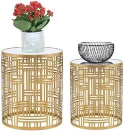Joveco Metal Accent Tables Set Of 2, Nesting Side Table Modern Round End Table Set, Decorative Coffee Tables Nightstands Stools For Living Room Bedroom Balcony Lounge Office (Black & Bronze) -Best Furniture Store 51cGYE2RML. AC
