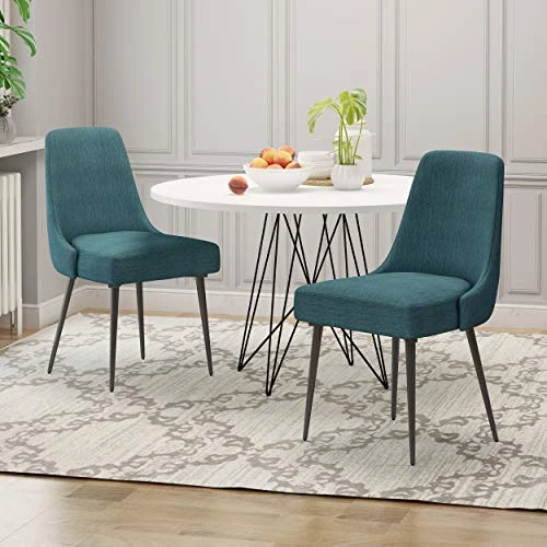 Christopher Knight Home Dawn Modern Fabric Dining Chairs (Set Of 2), Teal 2 Christopher Knight Home Dawn Modern Fabric Dining Chairs (Set Of 2), Teal - Image 2