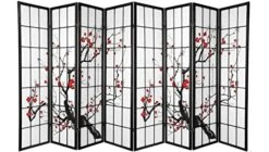 Creen 8 Panel Black Plum Blossom Design Room Divider (8-Panel)