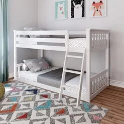 W Bunk Bed, Twin-Over-Twin Wood Bed Frame For Kids, White 29 W Bunk Bed, Twin-Over-Twin Wood Bed Frame For Kids, White -Best Furniture Store 51cXcOl ChL. AC