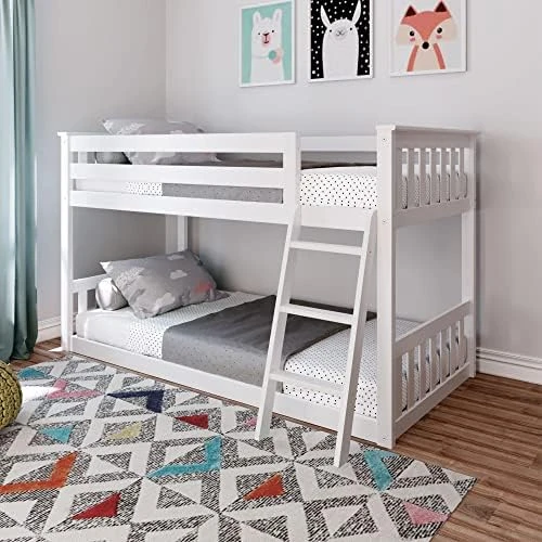 W Bunk Bed, Twin-Over-Twin Wood Bed Frame For Kids, White 15 W Bunk Bed, Twin-Over-Twin Wood Bed Frame For Kids, White - Image 15