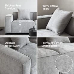 Acanva Luxury Modular Sectional Living Room Sofa Set, Modern Minimalist Style Couch With Ottoman And Chaise, L-Shape, Grey 11 Acanva Luxury Modular Sectional Living Room Sofa Set, Modern Minimalist Style Couch With Ottoman And Chaise, L-Shape, Grey -Best Furniture Store 51cbKrkj78L