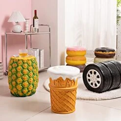 QQXX Simulated Food Footrest Stool, Resin Cartoon Garden Ottoman Foot Stool, Lightweight Creative Modern Accent Stool For Home Dining Room Decor (30x37cm(11.8x14.6), Ice Cream) -Best Furniture Store 51cdyqkRL6L
