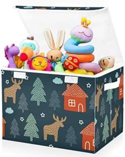 FULUHUAPIN Christmas Reindeer Fox Trees Toy Storage Box Chest With Lid, 16.5"x12.6"x11.8" Sturdy Toys Organizer Boxes Bin Baskets For Boy, Girl, Nursery, Closet, Bedroom, Playroom 21010277 20 FULUHUAPIN Christmas Reindeer Fox Trees Toy Storage Box Chest With Lid, 16.5"x12.6"x11.8" Sturdy Toys Organizer Boxes Bin Baskets For Boy, Girl, Nursery, Closet, Bedroom, Playroom 21010277 -Best Furniture Store 51cypBZ5fiL. AC