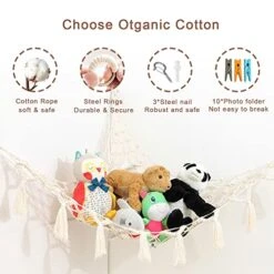 FUNCYboo Stuffed Animal Storage Hammock With LED Light-Large Suitable For Bedroom Hanging Stuffed Animal Hammock Storage