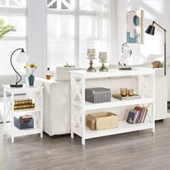Yaheetech 3-Tier Console Table With 3 Storage Shelves, Entryway Table Sofa Side Narrow Long Table Bookshelf For Hallway Living Room, Accent Furniture, White 13 Yaheetech 3-Tier Console Table With 3 Storage Shelves, Entryway Table Sofa Side Narrow Long Table Bookshelf For Hallway Living Room, Accent Furniture, White -Best Furniture Store 51d7dWc8vKL
