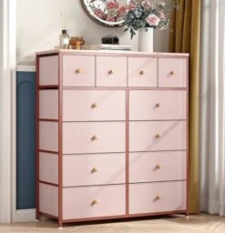 Pink Dresser For Bedroom With 12 Drawers, Pink Dressers For Girls Bedroom With Metal Frame And Wood Top, Tall Dressers For Bedroom Dressers & Chest Of Drawers, Nursery, Closets, Pink 20 Pink Dresser For Bedroom With 12 Drawers, Pink Dressers For Girls Bedroom With Metal Frame And Wood Top, Tall Dressers For Bedroom Dressers & Chest Of Drawers, Nursery, Closets, Pink -Best Furniture Store 51d8VHtT60L. AC