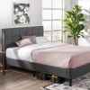 INUS Lottie Upholstered Platform Bed Frame / Mattress Foundation / Wood Slat Support / No Box Spring Needed / Easy Assembly, Grey, Twin