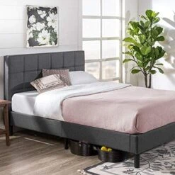 INUS Lottie Upholstered Platform Bed Frame / Mattress Foundation / Wood Slat Support / No Box Spring Needed / Easy Assembly, Grey, Twin -Best Furniture Store 51dF4WryVkL. AC 1