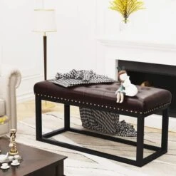 AWQM Tufted Ottoman Bench,Velvet Upholstered Seat,Footrest Chair,Rectangle Vanity Stool With Golden Metal Frame,Perfect For Dressing Room,Living Room,Entryway Or Bedroom,Beige… -Best Furniture Store 51dLiqBVxXL. AC