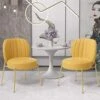 Sucrever Dining Chairs Set Of 2, Upholstered Dining Chairs, Kitchen & Dining Room Chairs, Mid Century Modern Velvet Accent Chair With Gold Legs For Dining Kitchen Living Room Bedroom, Yellow