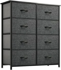 Fabric Dresser For Bedroom, Tall Storage Dresser With 8 Drawers, Black Dresser & Chest Of Drawers, Storage Drawer Organizer For Closet, Bedroom, Living Room(Black Grey) -Best Furniture Store 51dZJpzrwiL. AC