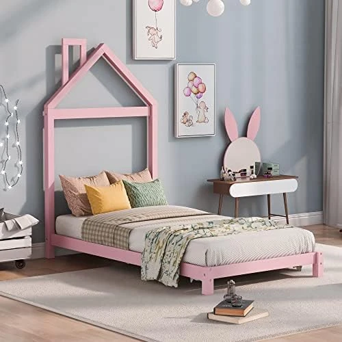 Merax Modern Kids House Beds Full Wood Low Bed Frames For Boys,Girls, No Box Spring Need/Easy Assemble(Full,White+Gray) 10 Merax Modern Kids House Beds Full Wood Low Bed Frames For Boys,Girls, No Box Spring Need/Easy Assemble(Full,White+Gray) - Image 10