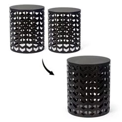 Joveco Metal Accent Tables Set Of 2, Nesting Side Table Modern Round End Table Set, Decorative Coffee Tables Nightstands Stools For Living Room Bedroom Balcony Lounge Office (Black & Bronze) -Best Furniture Store 51e4oaLWDIL