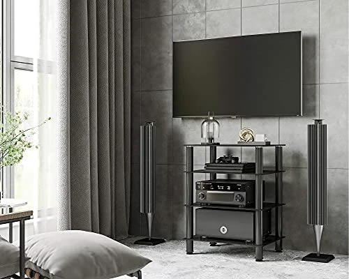 Fitueyes 4-Tier Media Stand Audio/Video Component Cabinet With Glass Shelf For/Apple Tv/Xbox One/ps4 AS406001GB 6 Fitueyes 4-Tier Media Stand Audio/Video Component Cabinet With Glass Shelf For/Apple Tv/Xbox One/ps4 AS406001GB - Image 6