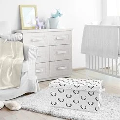 Sweet Jojo Designs Woodland Deer Boy Small Fabric Toy Bin Storage Box Chest For Baby Nursery Or Kids Room - Black And White Rustic Forest Animal For The Camouflage Camo Collection