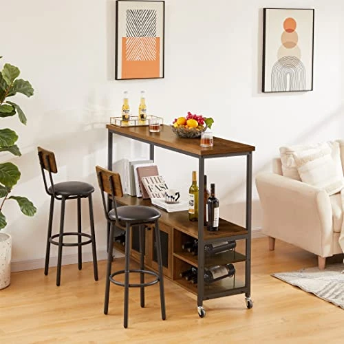 DHPM Buffet, Bar Wine Rack Open Shelf, Cupboard Table For Home Kitchen Dinning Room, TV Cabinet, Sideboard With Storage Compartment, 54.315.740.6 INCH, Brown 3 DHPM Buffet, Bar Wine Rack Open Shelf, Cupboard Table For Home Kitchen Dinning Room, TV Cabinet, Sideboard With Storage Compartment, 54.315.740.6 INCH, Brown - Image 3