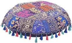 KLAVATE Indian Handmade Vintage Patchwork Cotton Boho Chic Bohemian Hand Embroidered Decorative Ethnic Foot Stool Round Floor Pillows & Cushion Cover Seating Pouf Ottoman (Purple, 18 Inch) 24 KLAVATE Indian Handmade Vintage Patchwork Cotton Boho Chic Bohemian Hand Embroidered Decorative Ethnic Foot Stool Round Floor Pillows & Cushion Cover Seating Pouf Ottoman (Purple, 18 Inch) -Best Furniture Store 51eIBbx3TML. AC