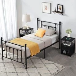 Twin Bed Frame And Versatile Nightstands Set Of 2, Platform With Headboard,Night Stands Side End Tables With Storage Drawers For Bedroom, Living Room, Easy Assemble, Black+Brown 25 Twin Bed Frame And Versatile Nightstands Set Of 2, Platform With Headboard,Night Stands Side End Tables With Storage Drawers For Bedroom, Living Room, Easy Assemble, Black+Brown -Best Furniture Store 51eSCKADpuL. AC