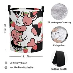 Custom Name Strawberry Cow Pattern Storage Bin Waterproof Nursery Storage Basket With Durable Handles Dirty Clothes Hamper For Bedroom Bathroom -Best Furniture Store 51eXHf7Bu6L