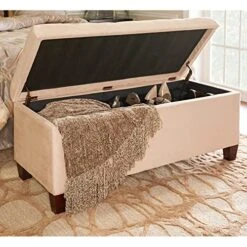 Linon Carmen Shoe Storage Ottoman, 20" X 48" X 20", Beige -Best Furniture Store 51enZCY0T3L
