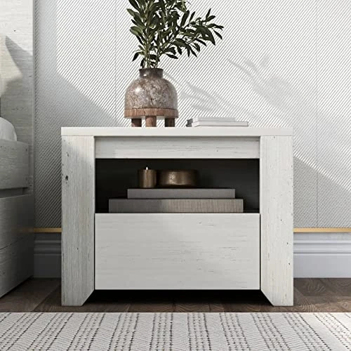 Epinki 3 Pieces Cream Simple Style Wood Bedroom Sets With Twin Bed, Nightstand And Chest, Easy Assembly 6 Epinki 3 Pieces Cream Simple Style Wood Bedroom Sets With Twin Bed, Nightstand And Chest, Easy Assembly - Image 6
