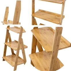 K KELBEL Bookshelf & Ladder Shelf & Storage Rack & Multipurpose Bamboo Organizer Shelves Furniture For Home Office, Living Room, Kitchen, Office 5 Tier （Natural） -Best Furniture Store 51et0VkjeLL