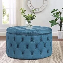 Homebeez Round Velvet Storage Ottoman, Button Tufted Footrest Stool Coffee Table For Living Room (Grey) 20 Homebeez Round Velvet Storage Ottoman, Button Tufted Footrest Stool Coffee Table For Living Room (Grey) -Best Furniture Store 51euam50OkL. AC