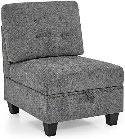 Melpomene Velvet Armless Single Chair For Modular Sectional Accent Armless Chair With Storage Space, Black (26.5“x31.25”x36.5“) (Black, Single Chair) 5 Melpomene Velvet Armless Single Chair For Modular Sectional Accent Armless Chair With Storage Space, Black (26.5“x31.25”x36.5“) (Black, Single Chair) - Image 5