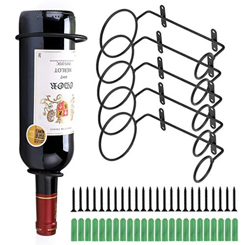 Hipiwe Pack Of 6 Wall Mounted Wine Racks - Red Wine Bottle Display Holder With Screws, Metal Hanging Wine Rack Organizer 3 Hipiwe Pack Of 6 Wall Mounted Wine Racks - Red Wine Bottle Display Holder With Screws, Metal Hanging Wine Rack Organizer - Image 3