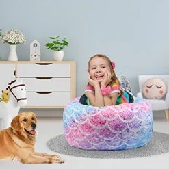 KABOER Bean Bag Cover For Kids,200L Stuffed Animal Storage Bean Bag Chair Cover |Stuffable Zipper Beanbag For Organizing Children Soft Plush Toys (32x29inch) -Best Furniture Store 51f36wvQHBL