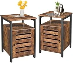 TINKLE WELL Nightstand, Industrial Side Open Shelf, Bedside Desk With 2-Tier Adjustable Storage For Bedroom, Living Room, End Table Set Of 1, Greige -Best Furniture Store 51f5i5OIL. AC