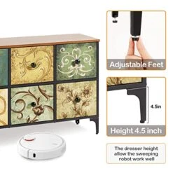 6 Drawer Dresser For Bedroom, TV Stands With Chest Drawers, Wide Fabric Storage Drawer Unit For Living Room, Hallway, Kids, Nursery, Sturdy Steel Frame, Wood Top, Rustic Brown -Best Furniture Store 51fJNpwBJdL