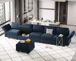 Belffin Modular Velvet Sectional Sofa With Chaise Lounge Sectional Sleeper Sofa With Storage Chaise Sofa Bed Couch For Living Room Blue… -Best Furniture Store 51fVH2VGjZL