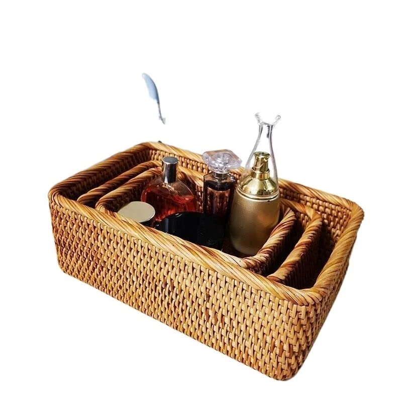 YSJX Kitchen&bedroom Storage Accessories 3pcs/set Rattan Knitting Storage Box Glove Box Magazine Cosmetics Storage Box Rattan Knitting (Size : A 3pcs/set) 1 YSJX Kitchen&bedroom Storage Accessories 3pcs/set Rattan Knitting Storage Box Glove Box Magazine Cosmetics Storage Box Rattan Knitting (Size : A 3pcs/set)