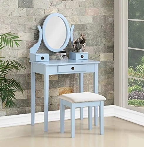 Moniya White Wood Vanity Table And Stool Set (3415WH) Medium 9 Moniya White Wood Vanity Table And Stool Set (3415WH) Medium - Image 9