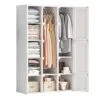 Portable Closet Clothes Wardrobe Plastic Bedroom Armoire Depth Cube Storage Organizer With Hanging Rod And Doors 4-15 Cubes White（15 Grids, 11 Doors, 2 Hangers(w15-d11-h2)