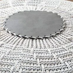 English Home Round Knitted Pouf Ottoman Foot Rest For Couch, Foot Stool For Living Room, Boho Ottoman Pouf, Floor Pouf, Knitted Bean Bag, Bedroom Poof, Indoor, Outdoor 37 X 50 Cm Grey -Best Furniture Store 51ftj72PcQL