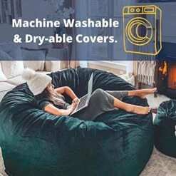 ULTIMATE SACK 6000 (6 Ft.) Bean Bag Chair Cover In Multiple Colors: Cover ONLY. (6000, Navy Suede) -Best Furniture Store 51fyR4sBPQL 1