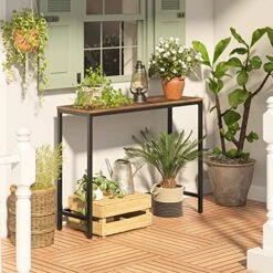 HOOBRO Console Table, Sofa Table With Support Bar, Hallway Entrance Table For Living Room, Entryway, Corridor, Sturdy, Easy Assembly, Wood Look Accent Table, Rustic Brown And Black BF30XG01 -Best Furniture Store 51g54y3OVlL