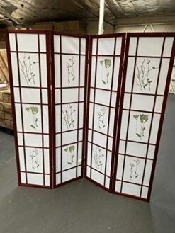 4 Panel Room Divider Coaster Oriental Floral - Cherry